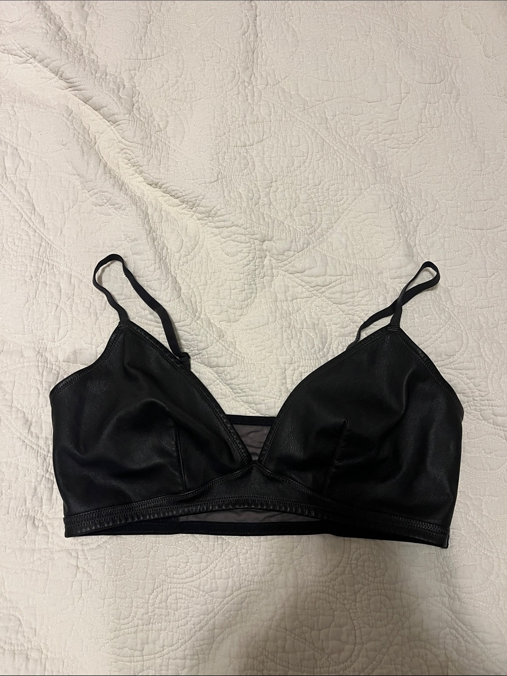 Colsie Black Faux Leather Bralette Top